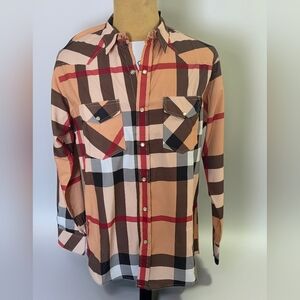 American West Plaid Snap Button Western Shirt Mens XL NWT